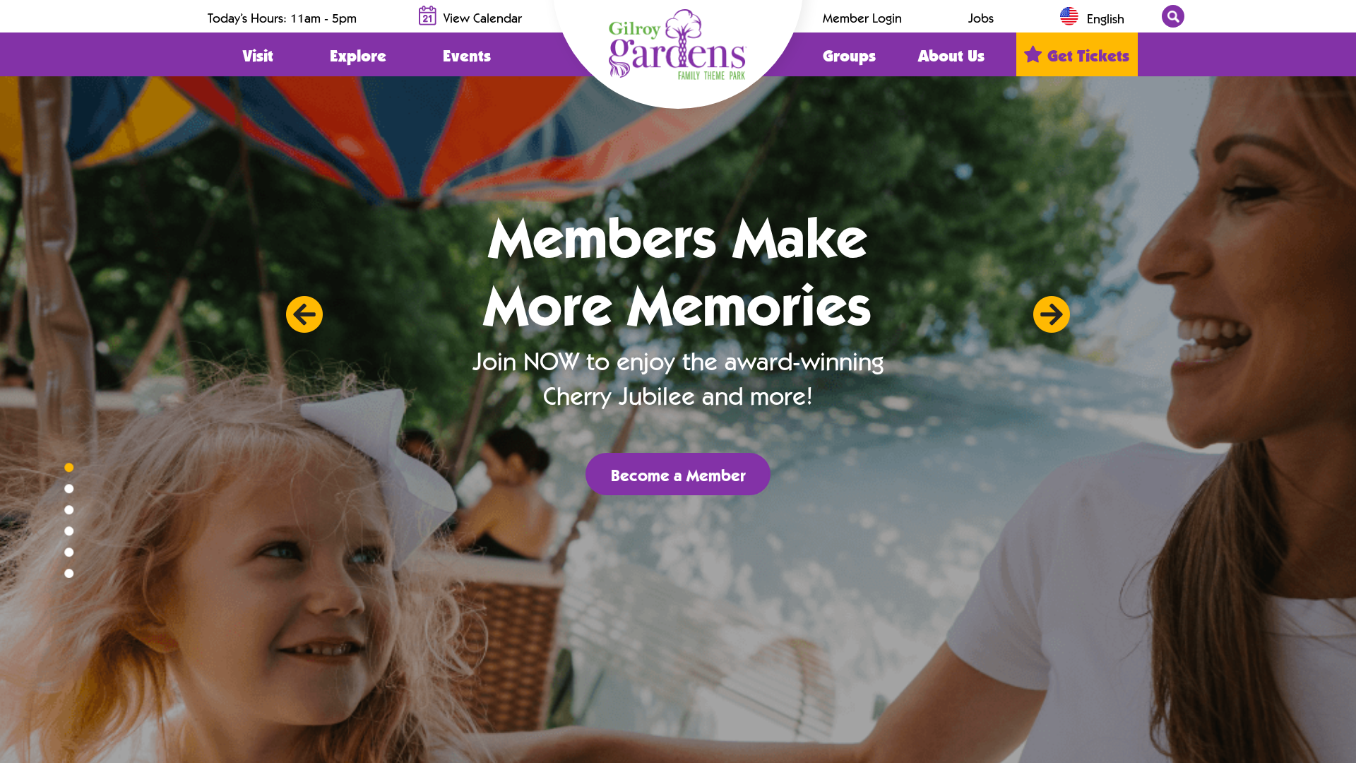 Gilroy Gardens Family Theme Park homepage